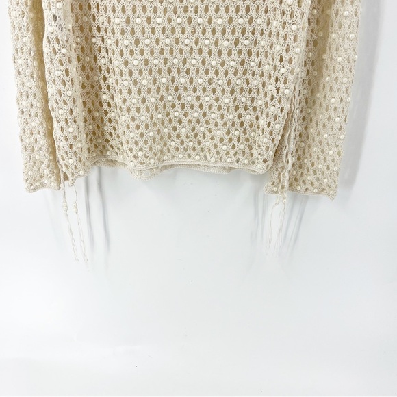 ✅ JONATHAN SIMKHAI Cage Pearl Sweater CREAM FULLY BEADED RETAIL $695 SIZE SMALL - Picture 7 of 7